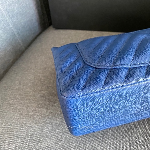Like New Blue Chevron Small double flap in SHW - Picture 6 of 16